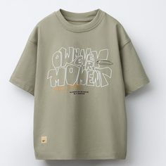 Boys Olive Green “Own Every Moment” Graphic T-Shirt