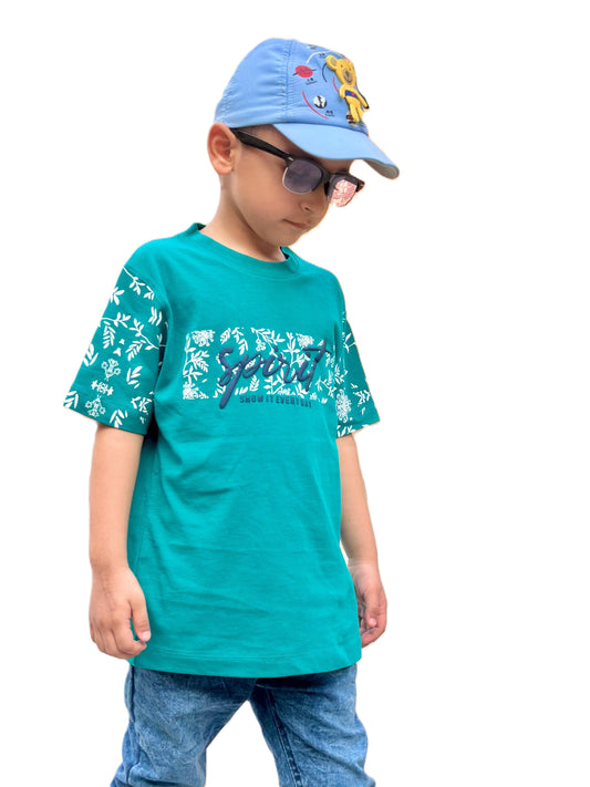 Boys Lycra Cotton Graphic T-Shirt