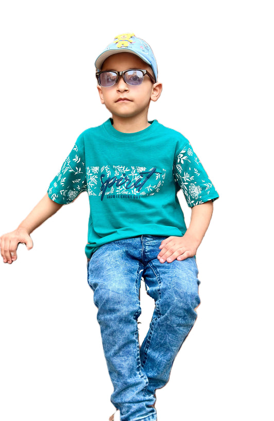 Boys Lycra Cotton Graphic T-Shirt